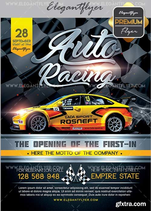 Auto Racing V2 Flyer PSD Template + Facebook Cover
