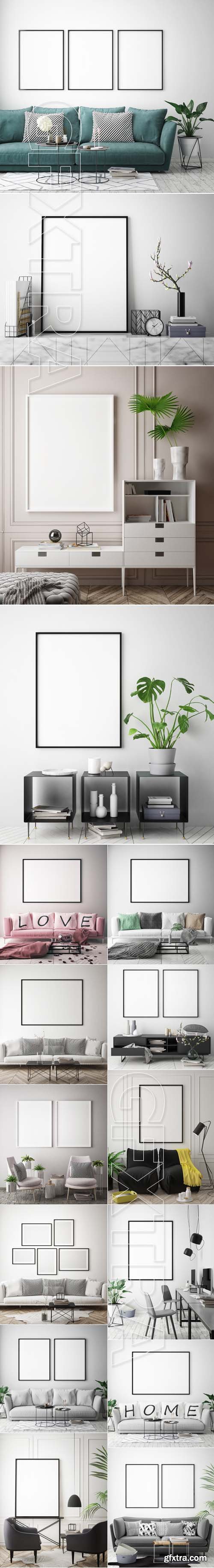 Mock up poster frame interior background