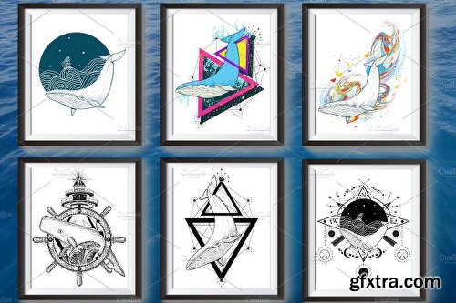 CreativeMarket Whale collection 1802997