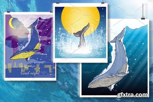 CreativeMarket Whale collection 1802997