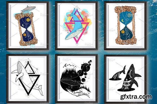 CreativeMarket Whale collection 1802997