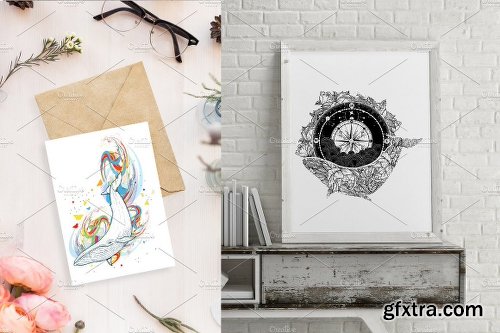 CreativeMarket Whale collection 1802997