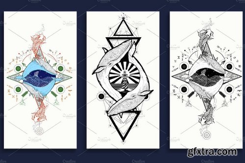 CreativeMarket Whale collection 1802997