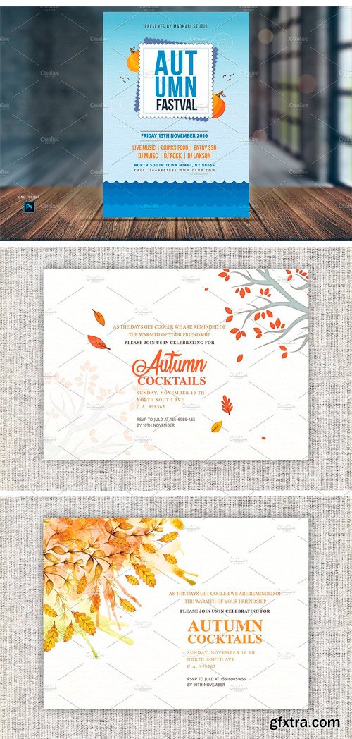 CM - Autumn Flyer & Invitations Bundle 1790832