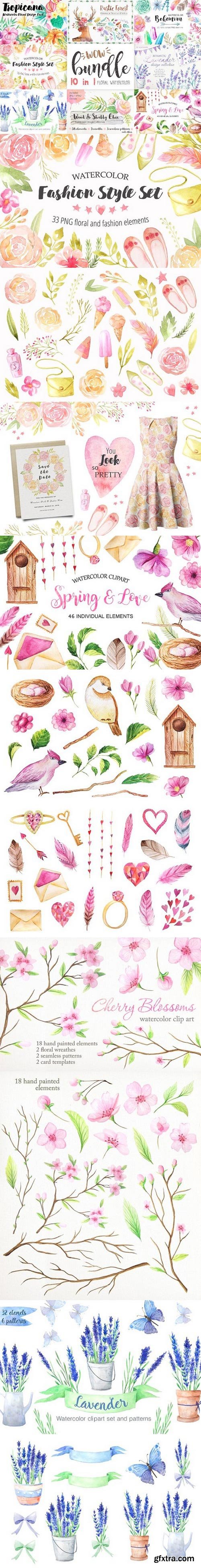 Summer Watercolor Floral BUNDLE 1529598