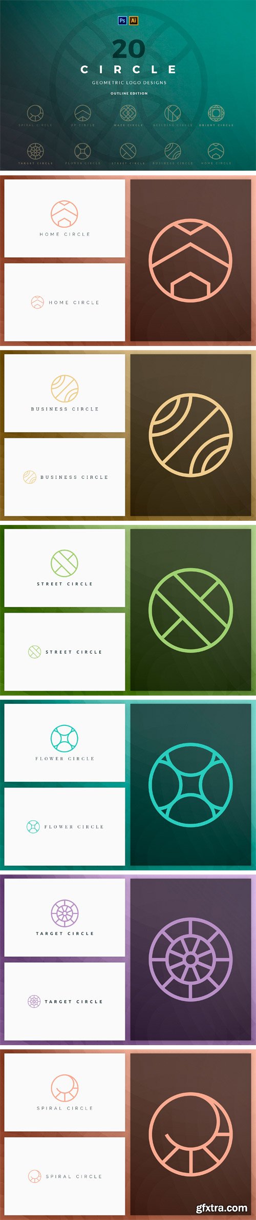 CM - 20 Circle Geometric Logos - Outline 1792192