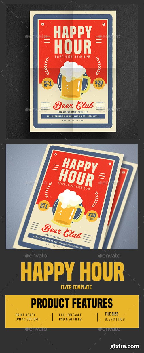 GR - Retro Old Vintage Happy Hour Beer Promotion 16638604