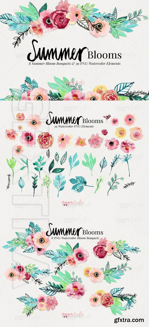 CreativeMarket - Summer Blooms Watercolors 1863857