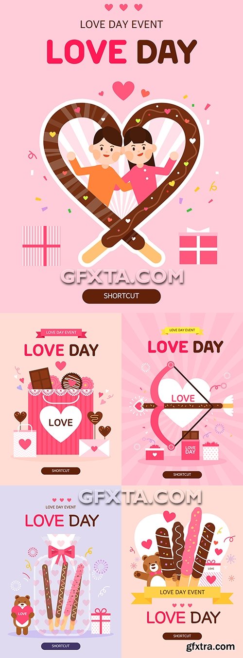Love day event gentle pink illustrations flat design