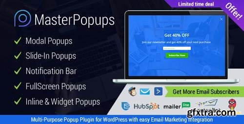 CodeCanyon - Master Popups v1.2.1 - Wordpress Popup Plugin for Lead Generation. Get Subscribers and Grow Your Email List - 20142807