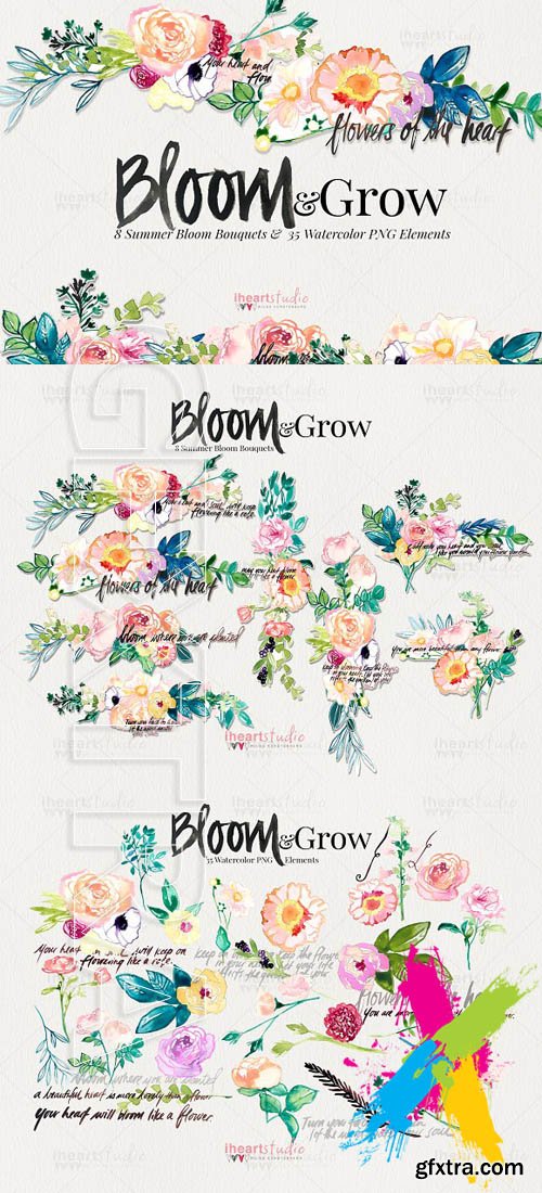 CreativeMarket - Bloom & Grow Watercolors 1863807