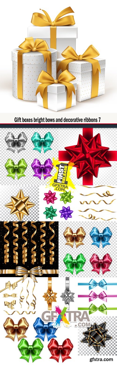 Gift boxes bright bows and decorative ribbons 7