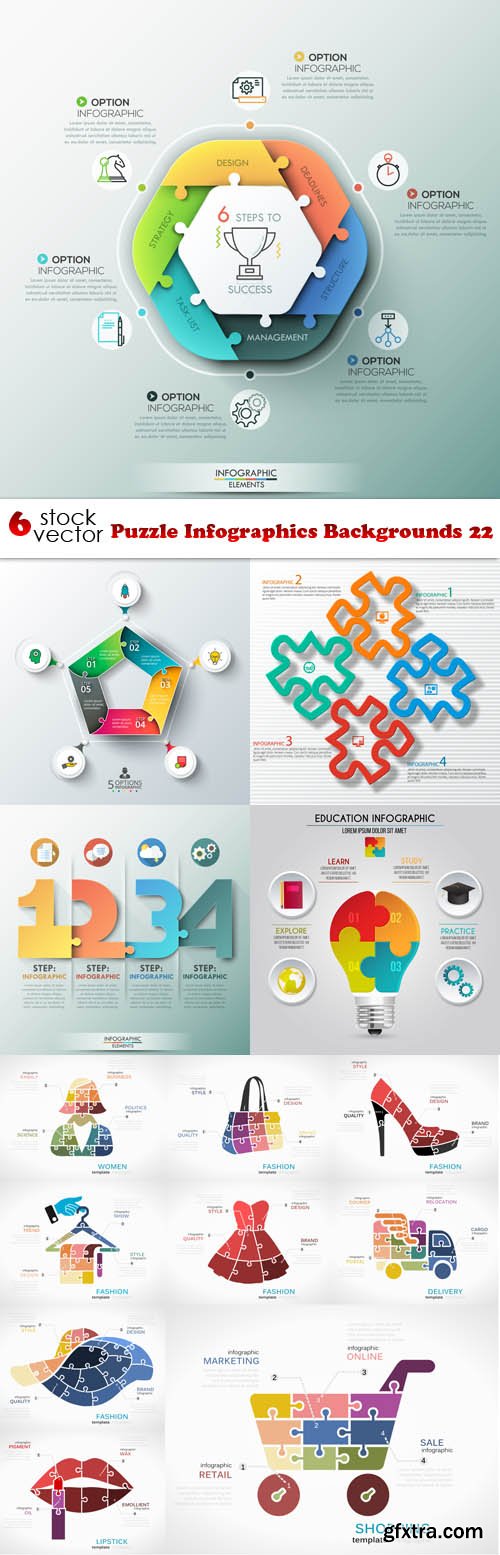 Vectors - Puzzle Infographics Backgrounds 22