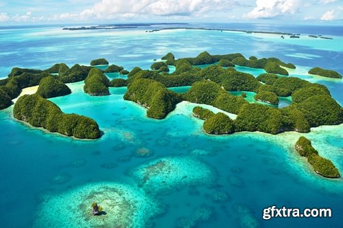 Island in an ocean of tropical forest Palm Beach Resort Sea 25 HQ Jpeg