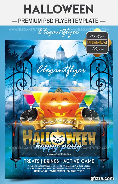 Halloween happy party – Flyer PSD Template + Facebook Cover