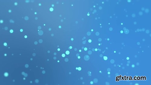 Beautiful blue glowing bokeh background with floating light particles
