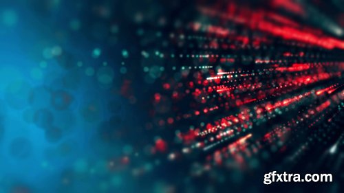 Moving particles in virtual space with blur effect. 4k UHD video loop motion background Moving particles in virtual space with blur effect. 4k UHD video loop motion background