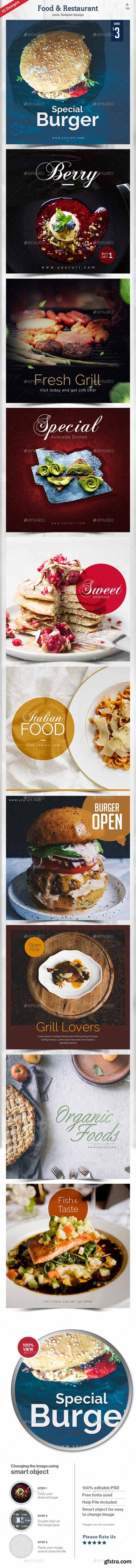 GR - Food & Restaurant Instagram Templates - 10 Designs 20738004