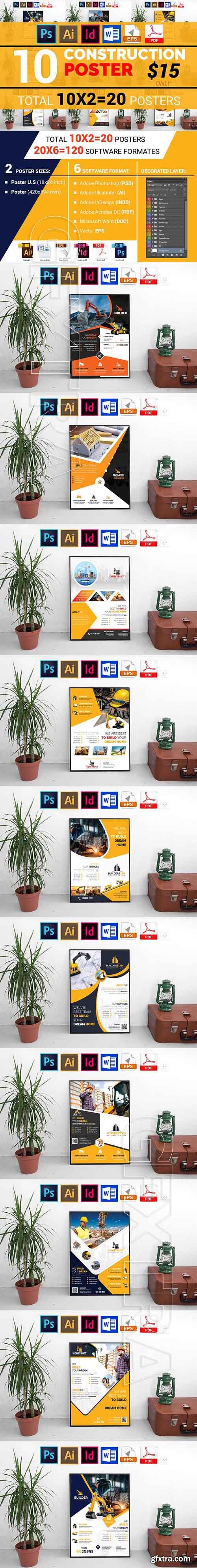 CreativeMarket - 10 Construction Poster Bundle 1917168