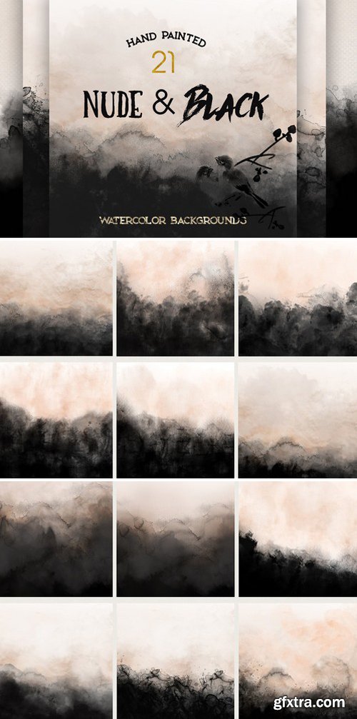 CM - Nude & Black Watercolor Backgrounds 1834153
