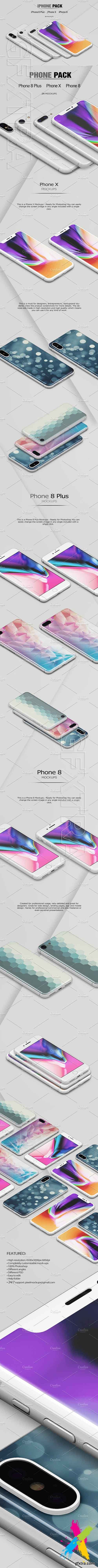 CreativeMarket - Apple iPhones 2017 Pack Mockup 1917154