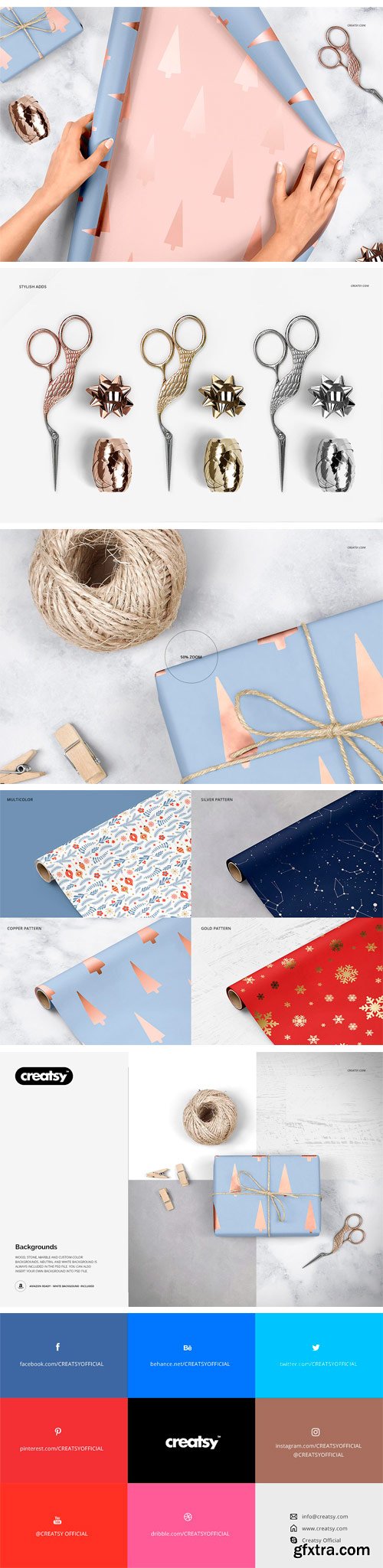 CM - Gift Wrapping Paper Mockup Set 1867279