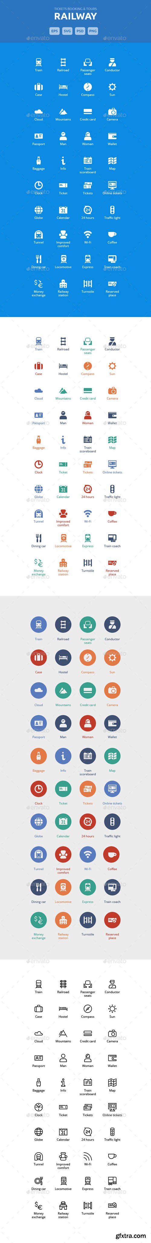 GR - Railway Tickets Booking & Trips - Vector Icons 10250650