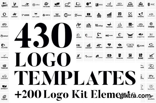 430 Vector Logo Design Templates &amp; 200 Logo Kit Elements