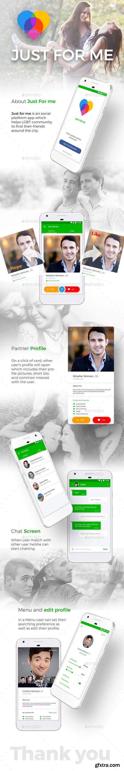 GR - Dating App UI Kit like Tinder | Just For Me for Android + iOS 20712407 GR - Dating App UI Kit like Tinder | Just For Me for Android + iOS 20712407