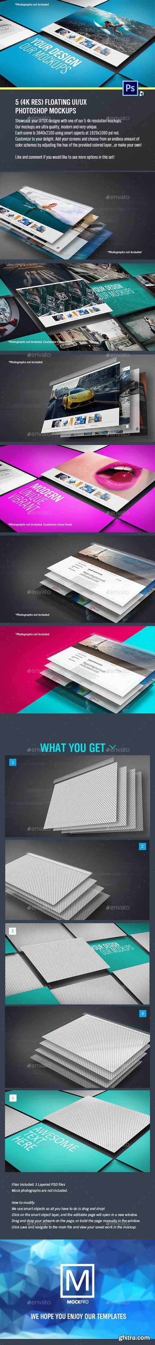 GR - 5 Floating UI/UX Photoshop Mockups (4K Res) 20763379 GR - 5 Floating UI/UX Photoshop Mockups (4K Res) 20763379