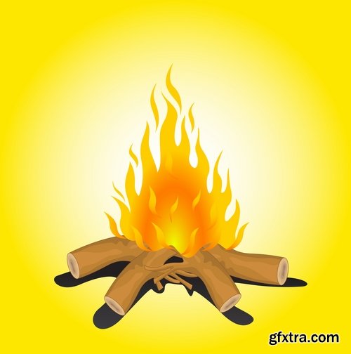 Camp fire fire flame icon vector image 25 EPS
