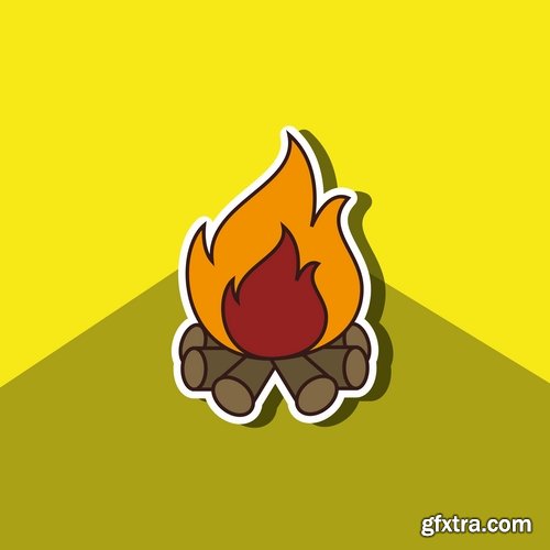 Camp fire fire flame icon vector image 25 EPS