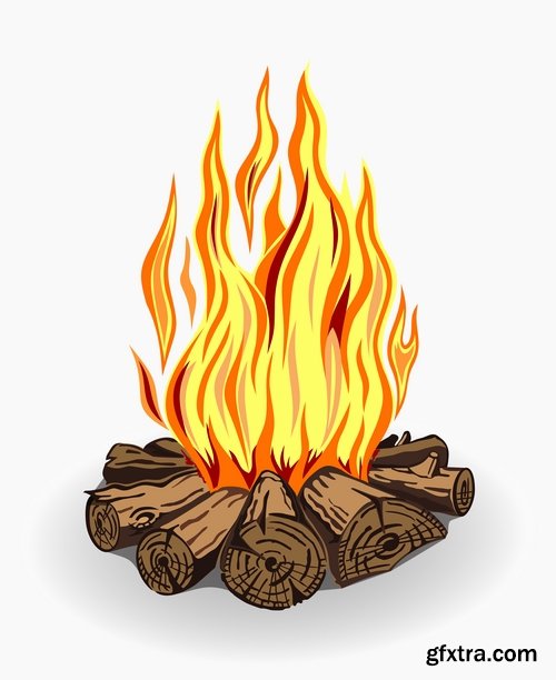 Camp fire fire flame icon vector image 25 EPS