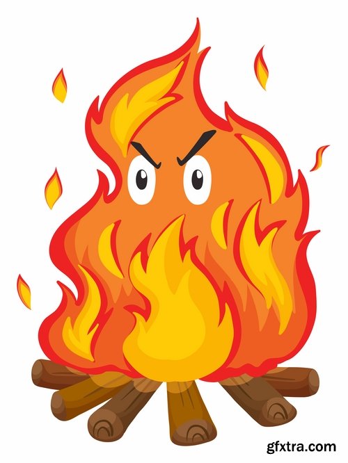 Camp fire fire flame icon vector image 25 EPS