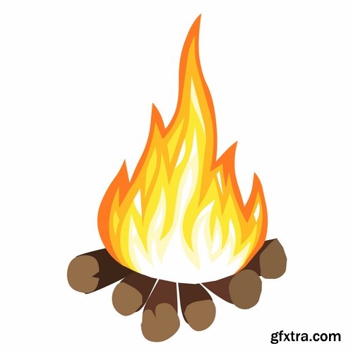 Camp fire fire flame icon vector image 25 EPS