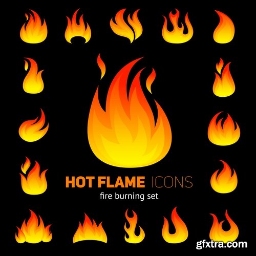 Camp fire fire flame icon vector image 25 EPS