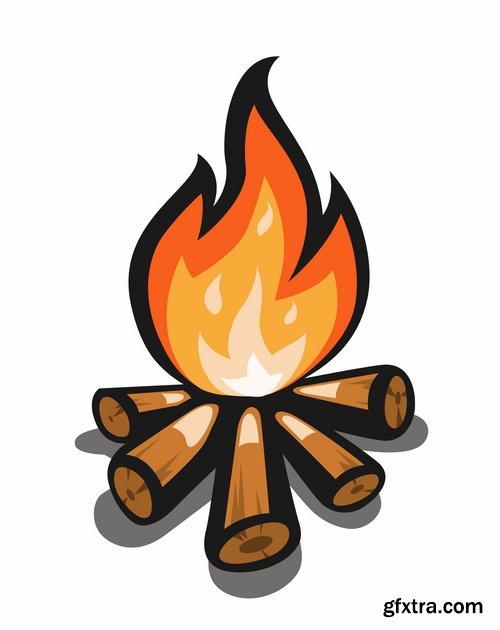 Camp fire fire flame icon vector image 25 EPS