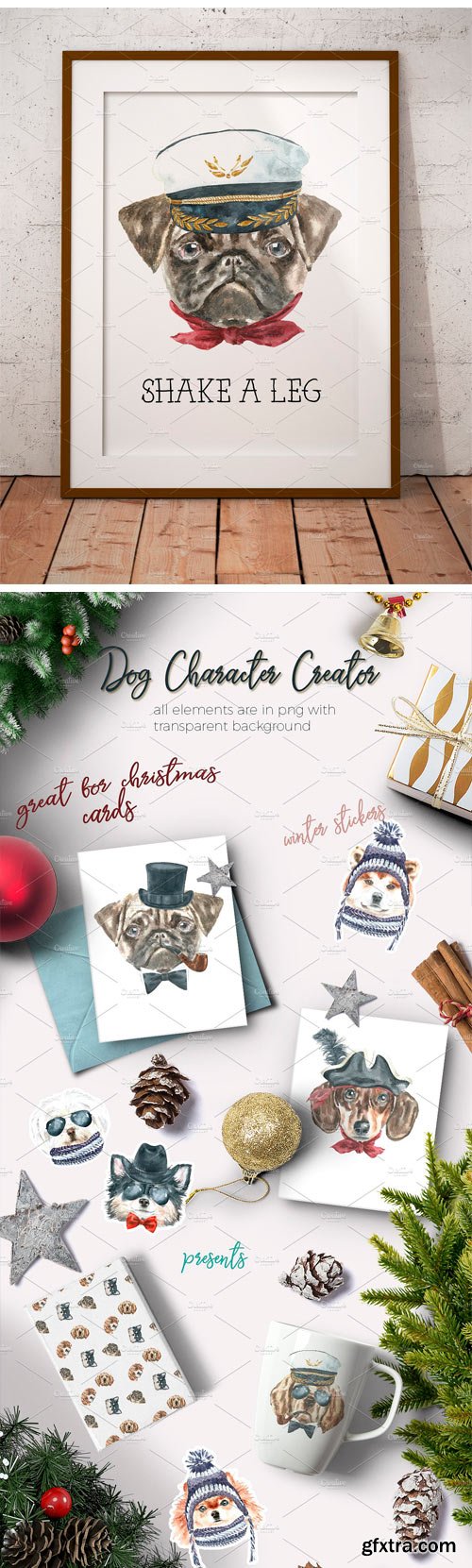 CM - Watercolor Dogs. Animal Clipart 1888575