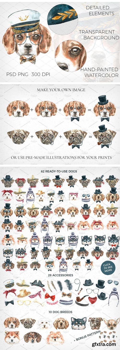 CM - Watercolor Dogs. Animal Clipart 1888575