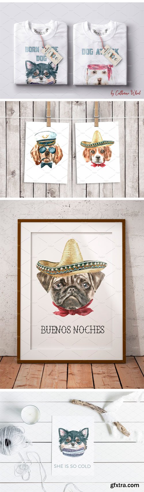 CM - Watercolor Dogs. Animal Clipart 1888575