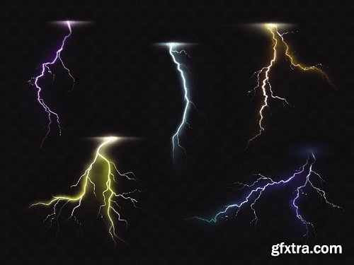 Vectors - Shiny Realistic Lightnings 4