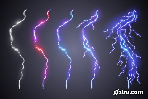 Vectors - Shiny Realistic Lightnings 4