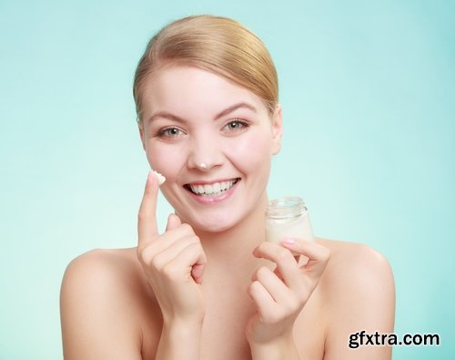 BEAUTIFUL girl woman face cream beauty over health care 25 HQ Jpeg