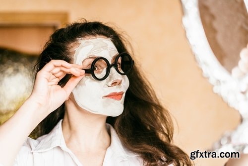 BEAUTIFUL girl woman face cream beauty over health care 25 HQ Jpeg