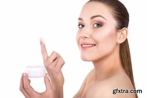 BEAUTIFUL girl woman face cream beauty over health care 25 HQ Jpeg