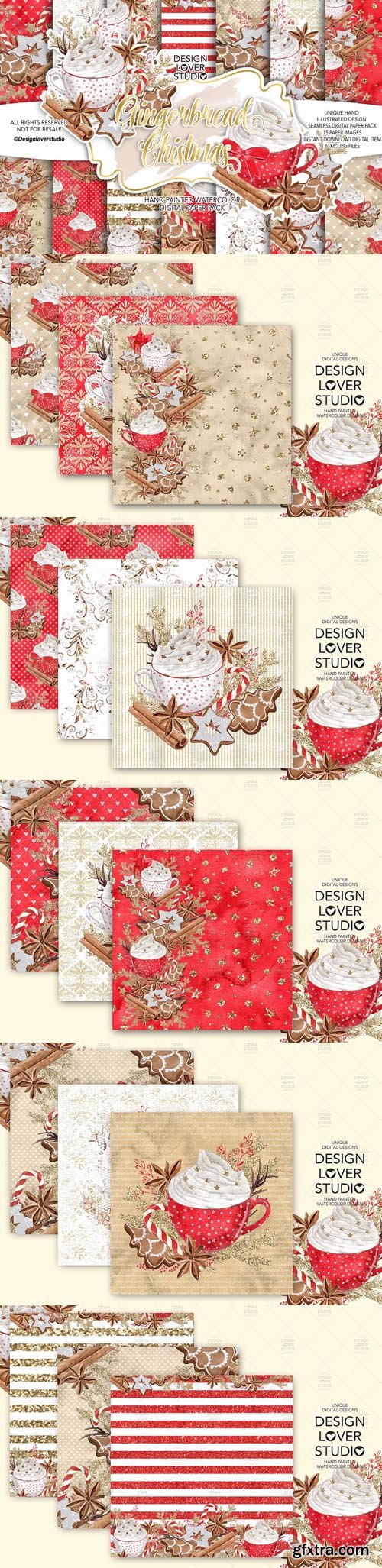 Gingerbread Christmas digital paper pack Gingerbread Christmas digital paper pack