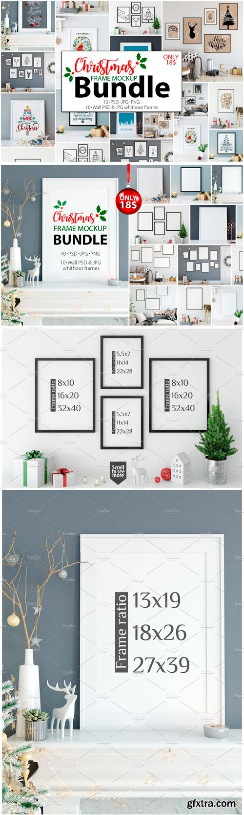 CM - Christmas Frame Mockup Bundle 1923302