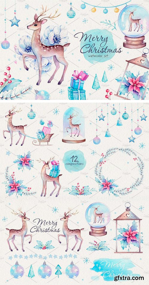 CM - Christmas Deer Watercolor Set 1935993