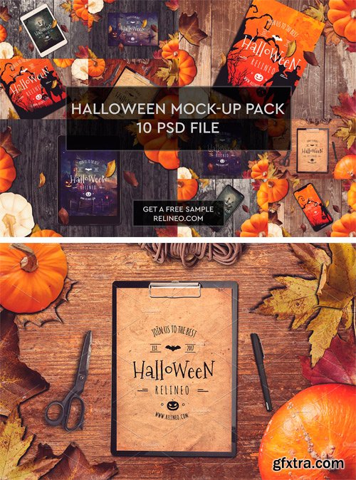 CM - Halloween Mock-ups 10 PSD Pack 1952138