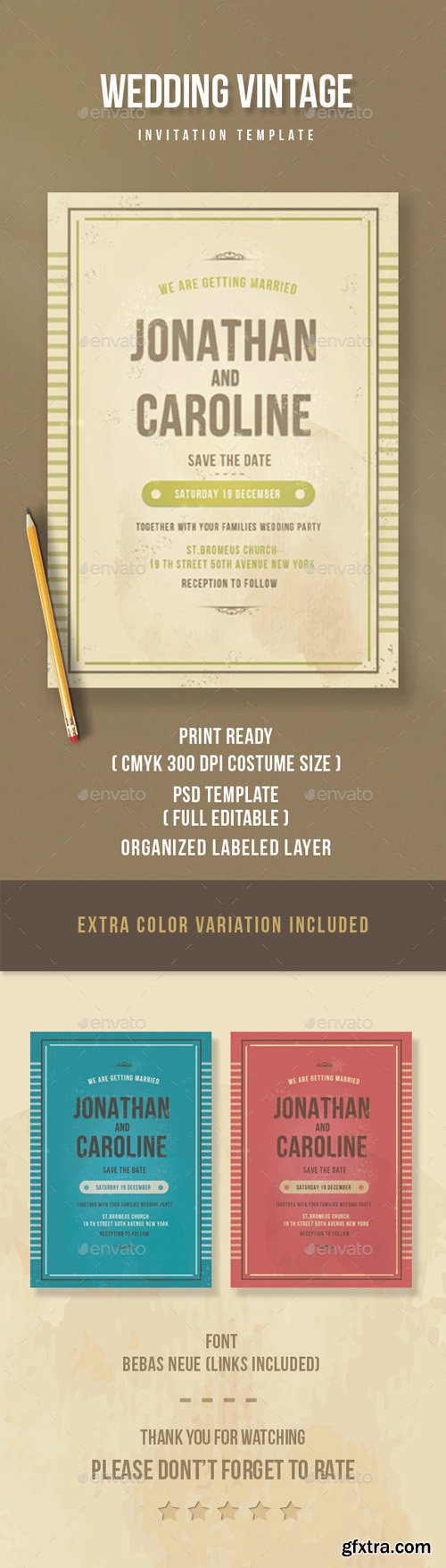 GR - Vintage Wedding invitation 13423890